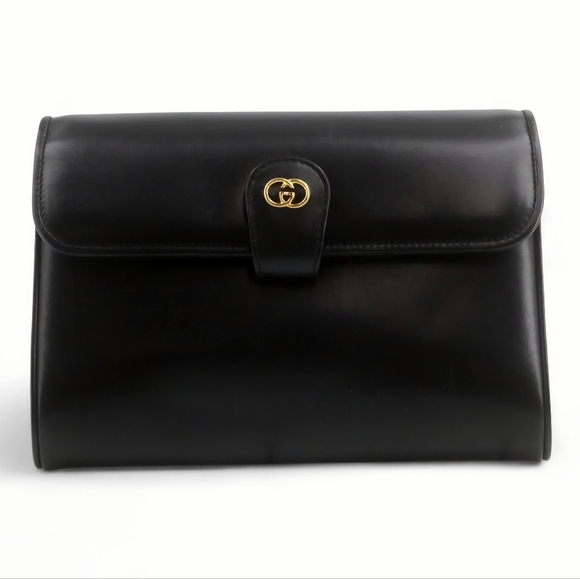 Gucci Handbags - GUCCI Vintage Two Way Shoulder Bag GG Clutch Purse Black Leather